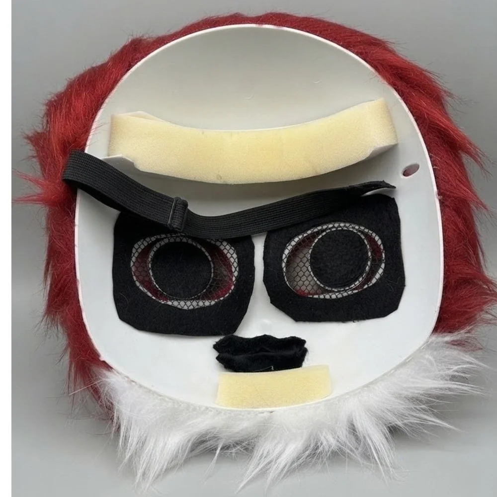 Flawed Gem! Custom Red Faux Fur Animal Mask Mismatched Eyes Cosplay Fursuit